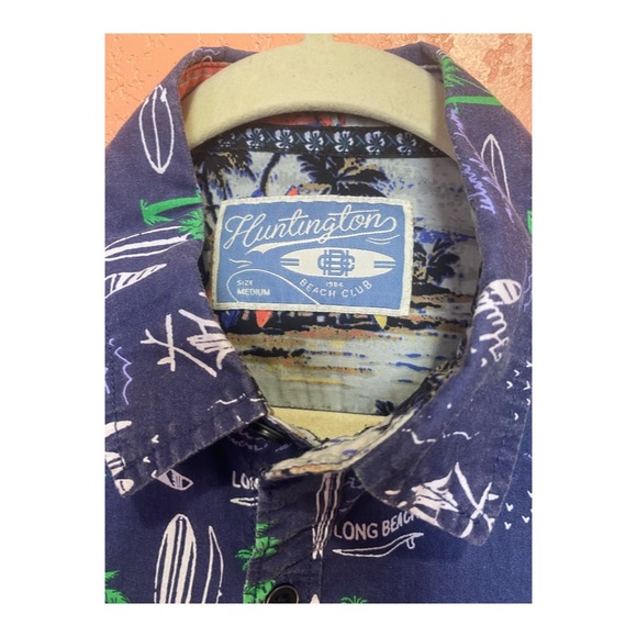 Mens Shirt Huntington 1984 Beach Club Vintage Shirt Button Down Sz M - Picture 3 of 4